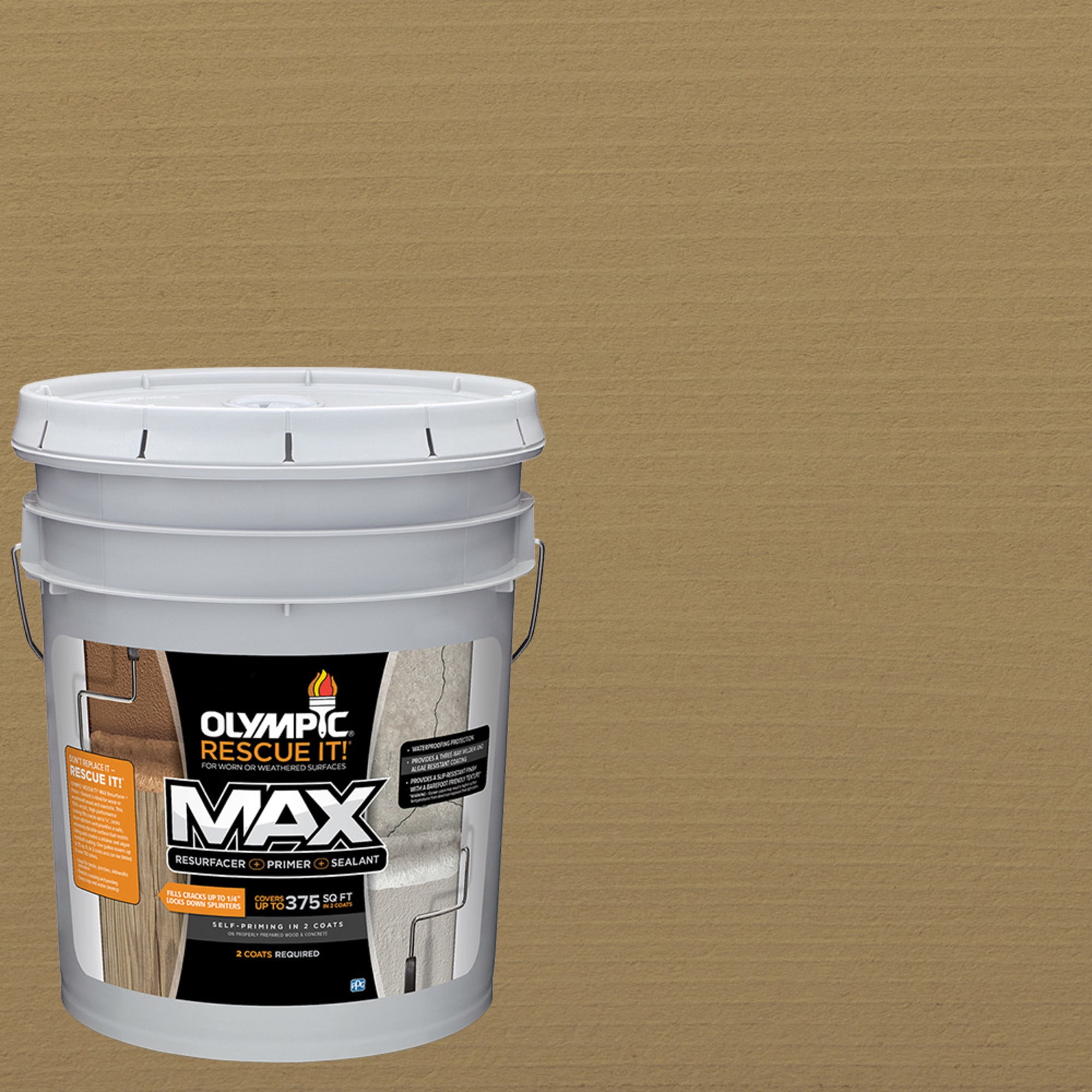 Olympic Rescue It 5 Gallons SC-1009 Beige Gray Solid Exterior Deck Resurfacer and Primer with Sealer