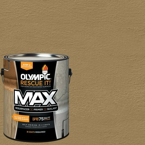 Olympic Rescue It 1 Gallon SC-1009 Beige Gray Exterior Deck Resurfacer and Primer with Sealer