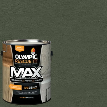 Olympic Rescue It Solid Exterior Deck Resurfacer and Primer with Sealant Ebony Gray, 1 Gallon