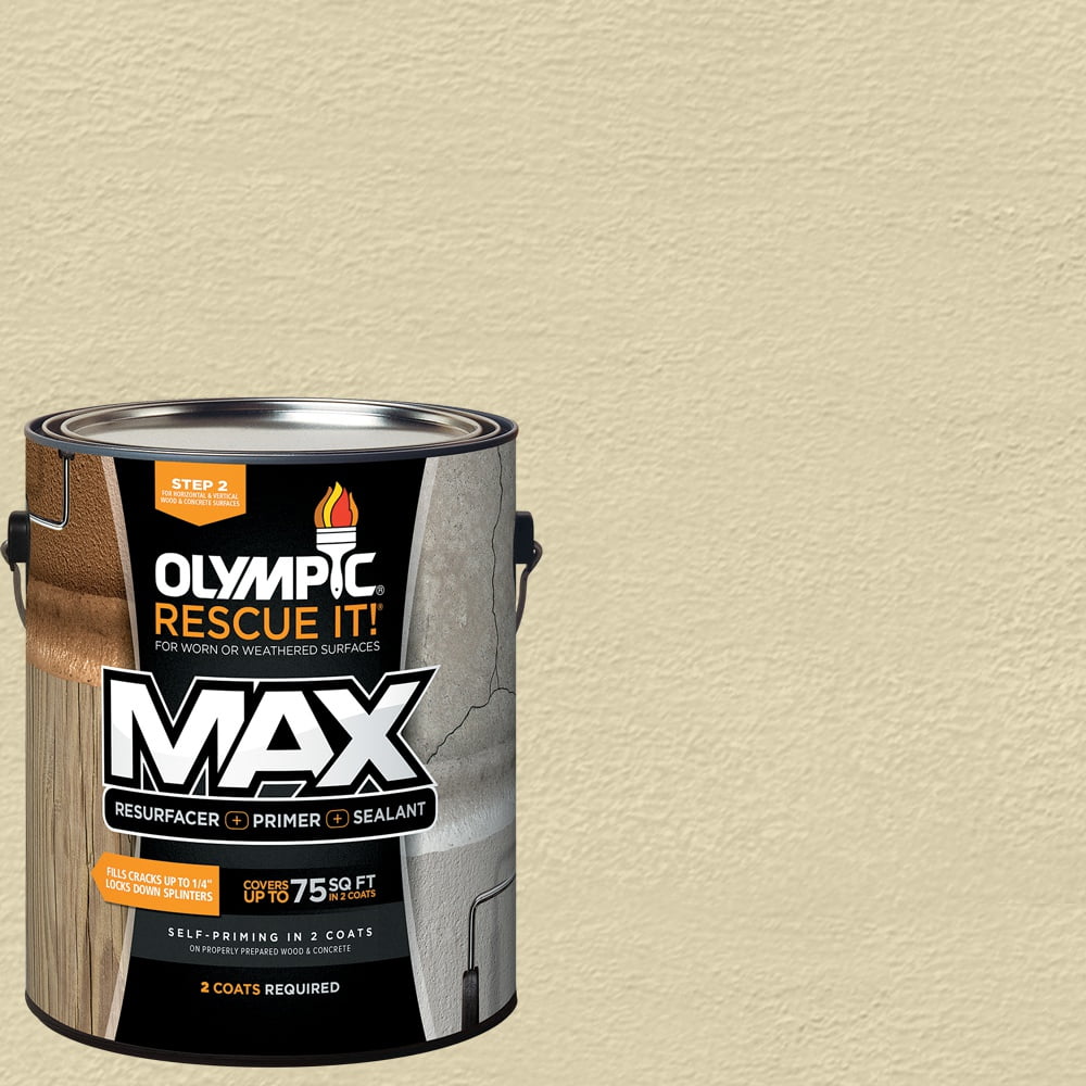 Olympic Rescue It Solid Exterior Deck Resurfacer and Primer with Sealant Sheer Natural 1 Gallon Walmart