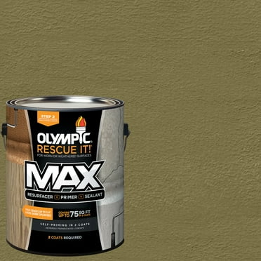 Olympic Rescue It Solid Exterior Deck Resurfacer and Primer with Sealant Sage, 1 Gallon