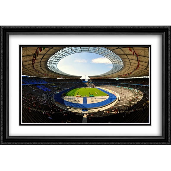 Olympic Stadium, Berlin 2x Matted 40x28 Large Black Ornate Framed Art Print by The Cityscape Art Print Series