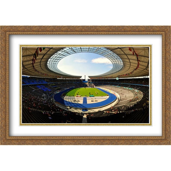 Olympic Stadium, Berlin 2x Matted 40x28 Large Gold Ornate Framed Art Print by The Cityscape Art Print Series