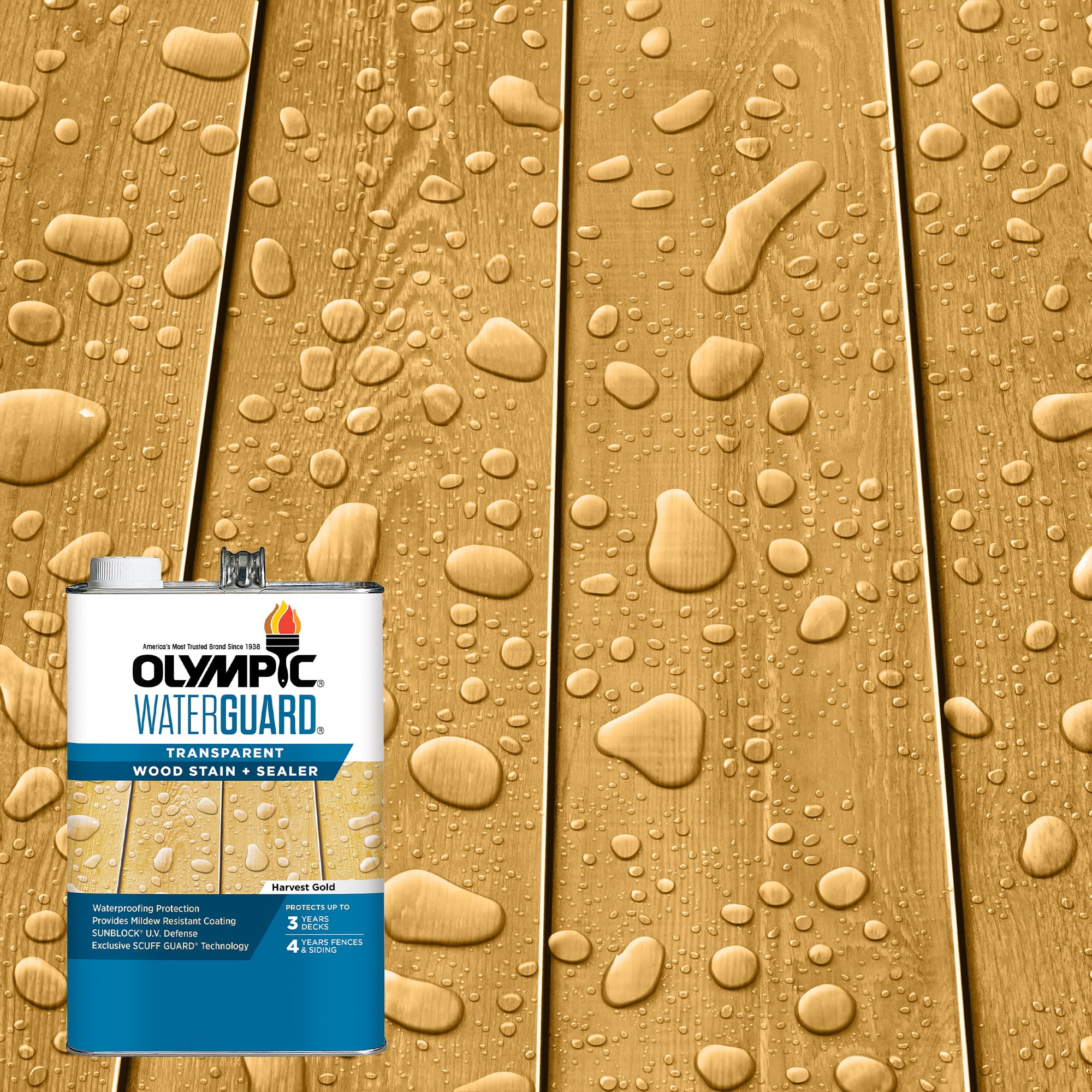 Olympic WaterGuard 1 Gallon Harvest Gold Transparent Wood Stain and Sealer