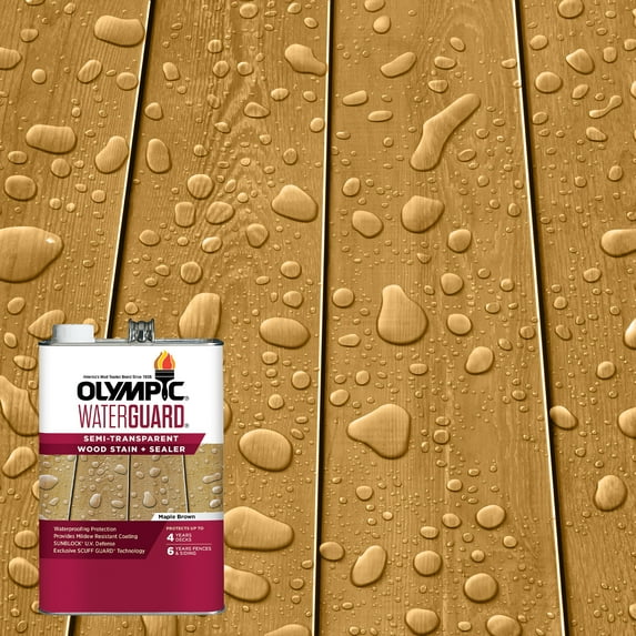 Olympic WaterGuard 1 Gallon Maple Brown Semi-Transparent Wood Stain and Sealer