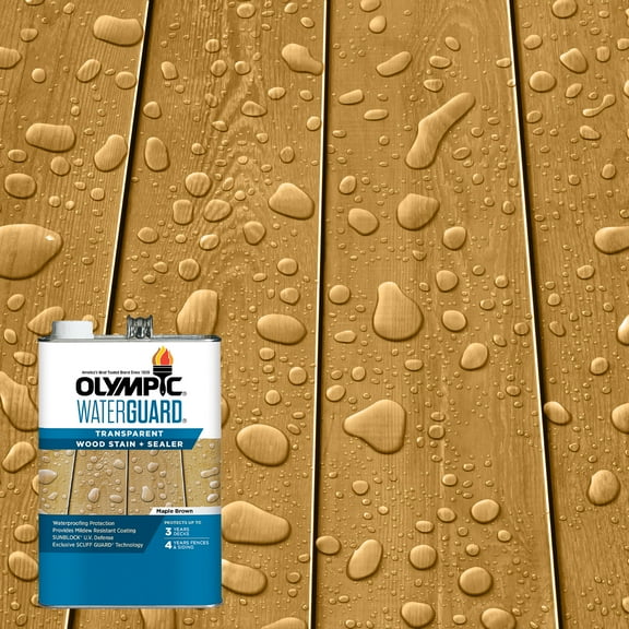 Olympic WaterGuard 1 Gallon Maple Brown Transparent Wood Stain and Sealer