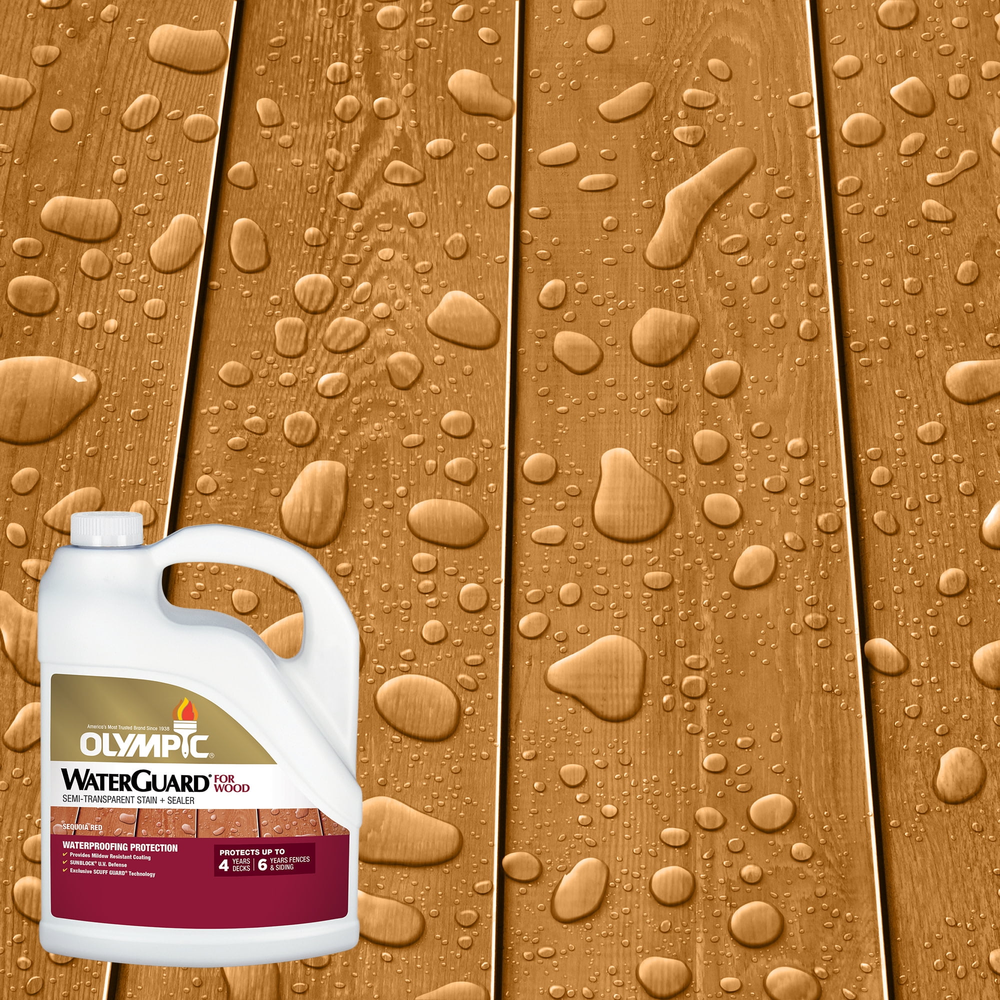 Olympic WaterGuard 1 Gallon Sequoia Red Semi-Transparent Exterior Wood Stain and Sealer