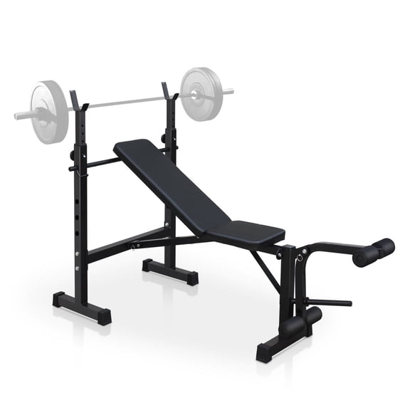 Olympic Weight Bench Set - Squat Rack & Bench Press for Home Gym - Full Body Workout Equipment - Adjustable, Foldable, 330lb Capacity