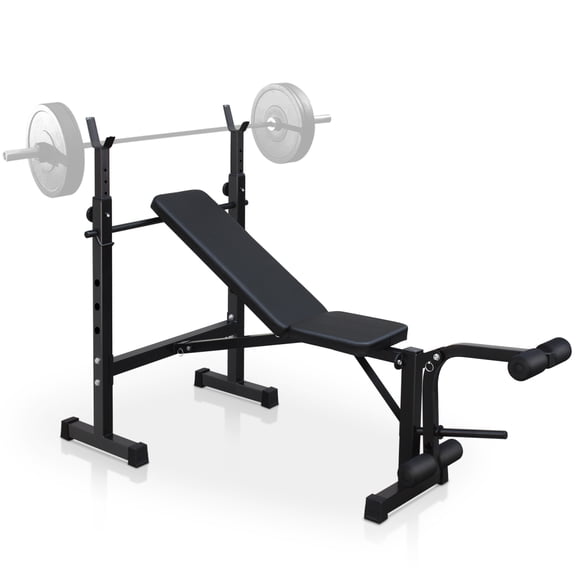 Olympic Weight Bench with Squat Rack, Adjustable Bench Press Set, Full Body Strength Training Fitness Equipment for Home Gym Workout