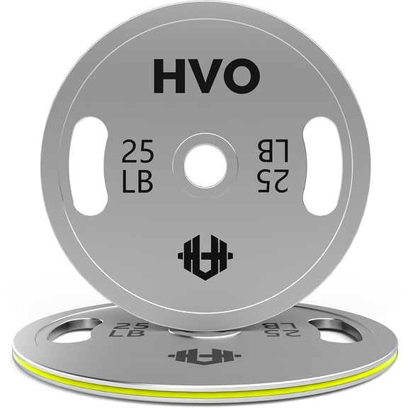 Olympic Weight Plates Grip Barbell: 2 Inch Standard Calibrated Weight Plate for Strength Training and Weightlifting in Home Gym Single Pair and Sets 25LBx2