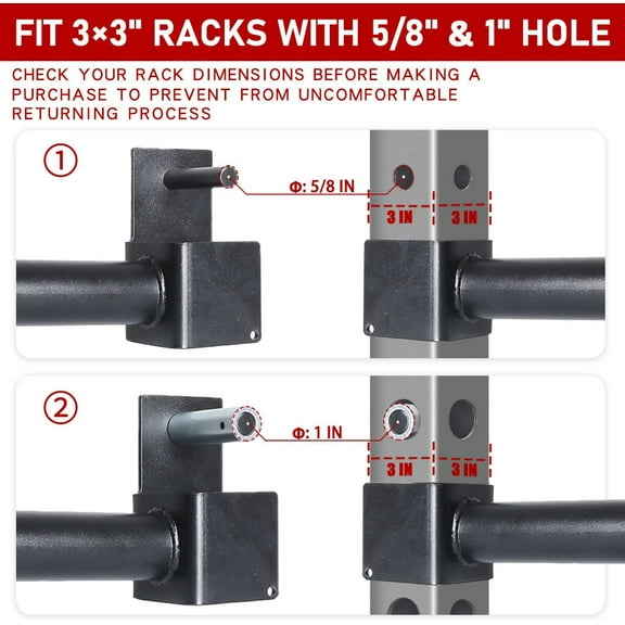 Olympic Weight Plates Holder Power Rack Attachment for 3x3" Square Tube Racks - Metal Storage Solution for 2" Diameter Plates