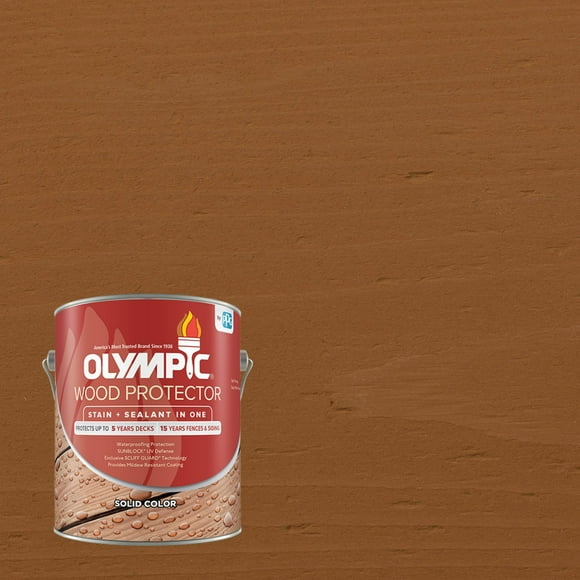 Olympic 1 Gallon Cedar Solid Exterior Wood Stain Plus Sealer in One