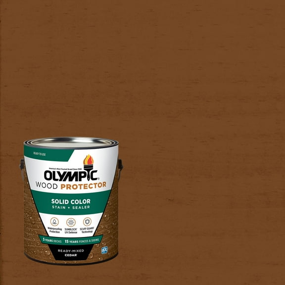 Olympic Wood Protector Cedar Solid Exterior Wood Stain and Sealer, 1 Gallon