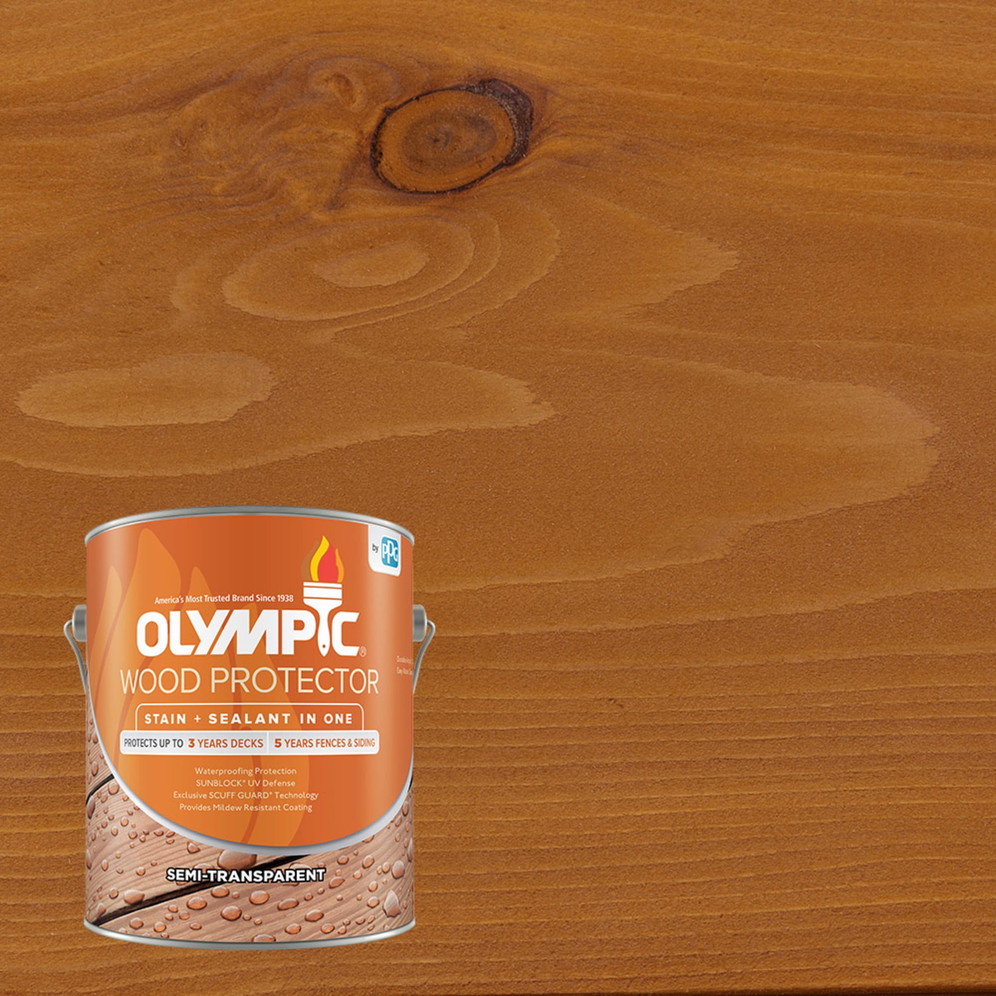 Olympic Wood Protector Cedar Semi-Transparent Exterior Wood Stain and Sealer, 1 Gallon