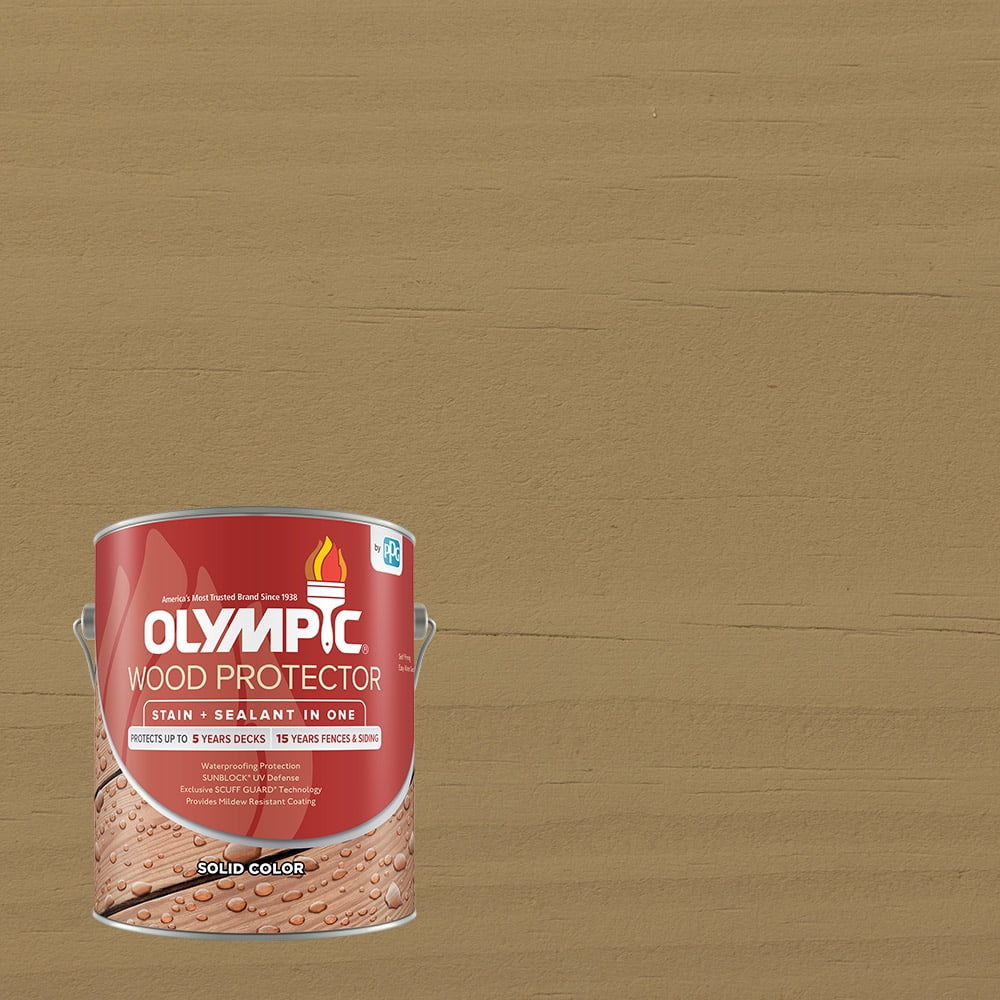 Olympic Wood Protector Exterior Stain Plus Sealant in One, Solid, Beige