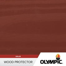Olympic Wood Protector Exterior Stain Plus Sealant in One, Solid, Winning Red, 1 Gallon