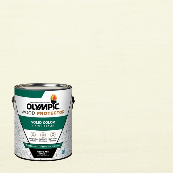 Olympic 1 Gallon White Solid Exterior Wood Protector Stain Plus Sealer in One