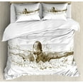 thumbnail image 1 of Olympics Duvet Cover Set, Swimmer Swimming Butterfly Style Competition Sport Sketch Art Illustration, Decorative 3 Piece Bedding Set with 2 Pillow Shams, Queen Size, Olive Green White, by Ambesonne, 1 of 3