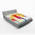 thumbnail image 1 of Ambesonne Grunge Fitted Sheet, Silhouette Winner Man, Queen Size, Yellow Purple, 1 of 2