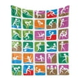 thumbnail image 1 of Olympics Soft Flannel Fleece Blanket, Pictograms of the Summer Sports Sailing Wrestling Boxing Fencing Weightlifting, Cozy Plush for Indoor and Outdoor Use, 60" x 80", Green Purple, by Ambesonne, 1 of 6