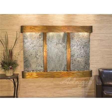 Olympus Falls Round Wall Fountain - Rustic Copper-Green Natural Slate
