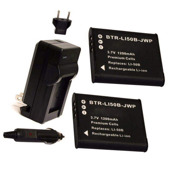 Olympus LI-50B Replacement Battery 1200mAh (2-Pack) with Single Charger