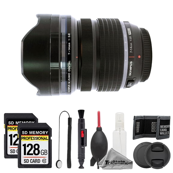 Olympus M.Zuiko Digital ED 7-14mm f/2.8 PRO Lens - 8pc 256GB Memory Care Bundle (International Version)