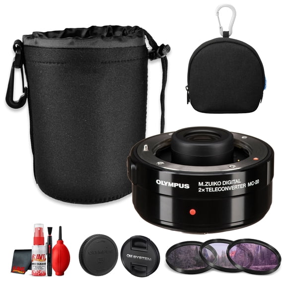 OM SYSTEM MC-20 M.Zuiko Digital 2x Teleconverter for Micro Four Thirds | Lens Extender for Wildlife, Birding, Sports | Lens Cap Keeper, Pouch, Cleaning Kit