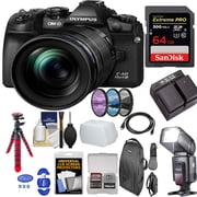 Olympus OMD EM1 Mark III Mirrorless Digital Camera with 12100mm Lens |Flash Speedlite | Sandisk 64Gb Essential Bundle