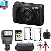 Olympus OM SYSTEM Tough TG-7 Digital Camera Black + Extra Battery + + 32GB International Version