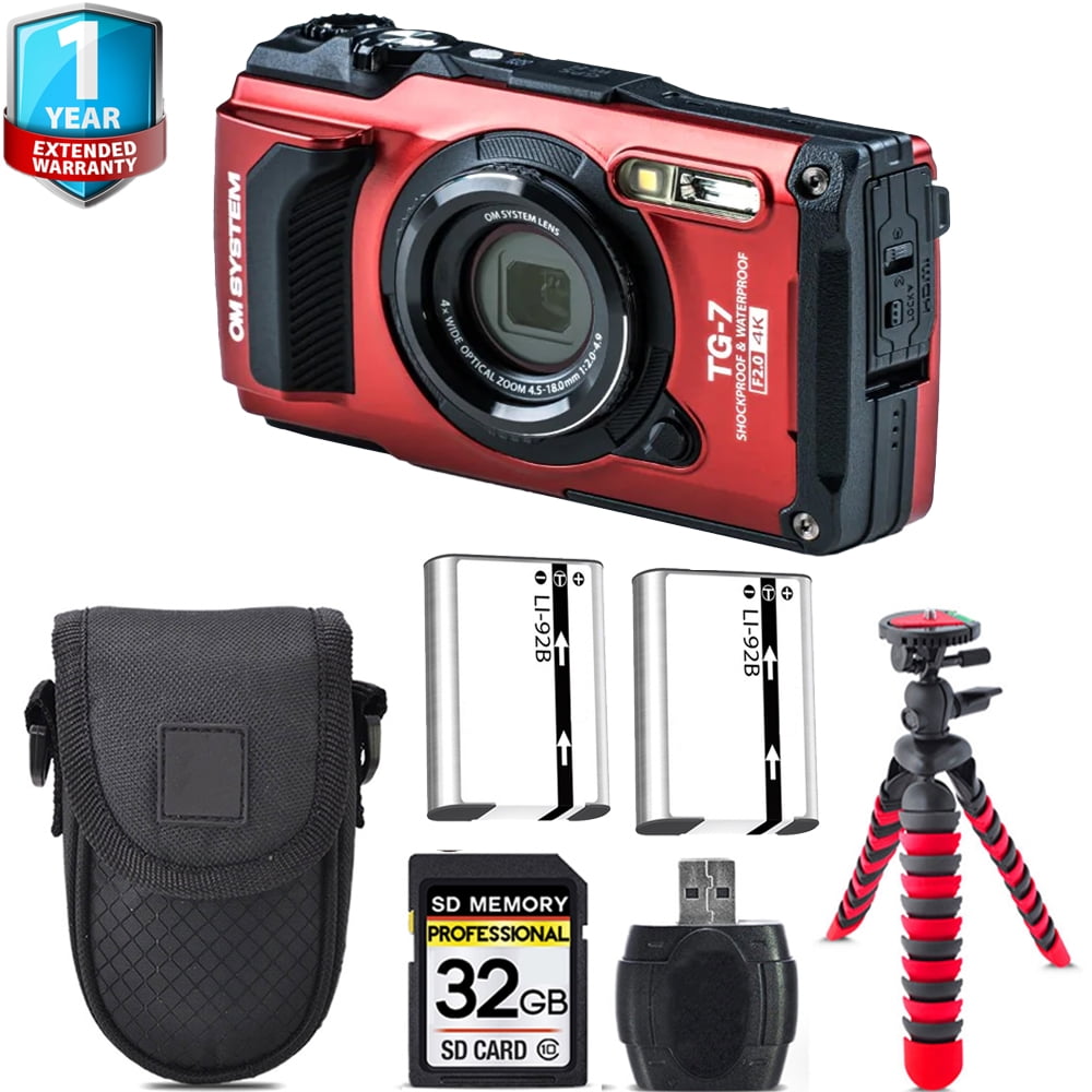 Olympus OM SYSTEM Tough TG-7 Digital Camera (Red) + 1 Yr Warranty