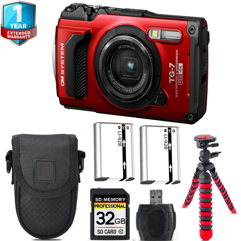 OM SYSTEM TG-7 レッド ケース付き Olympus OM SYSTEM Tough TG-7 Digital Camera (Red) + 1 Yr Warranty