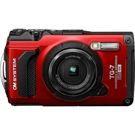 Olympus OM System Tough TG-7 High Resolution Bright, 4K Video 44x Macro Shooting, Red