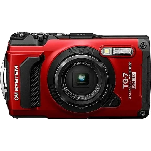 Olympus OM System Tough TG-7 High Resolution Bright, 4K Video 44x Macro Shooting, Red