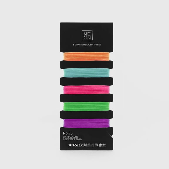 Olympus Polyester No. 25 Embroidery Floss 5-Color Assorted Pop Set Neon NEC2