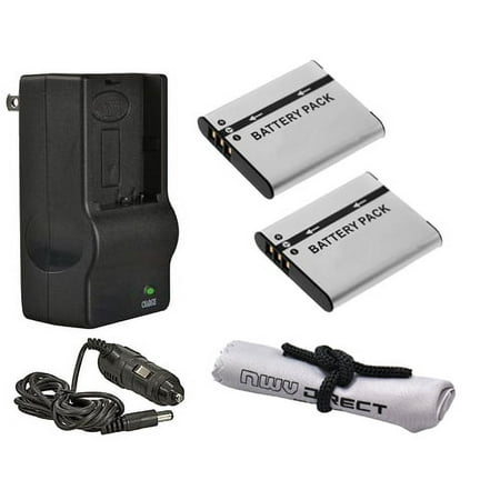 Olympus SP-800UZ High Capacity Batteries (2 Units) + AC/DC Travel Charger + Nwv Direct Microfiber Cleaning Cloth.