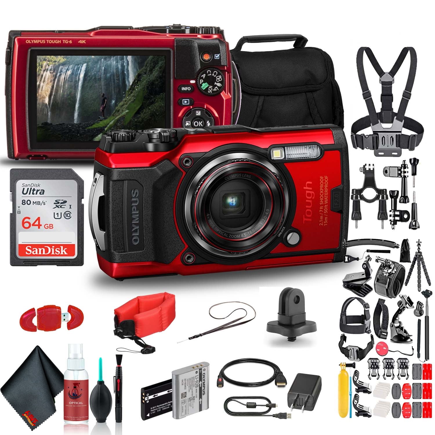 Olympus Tough TG-6, WiFi Point-and-Shoot Camera (Red) - Action 