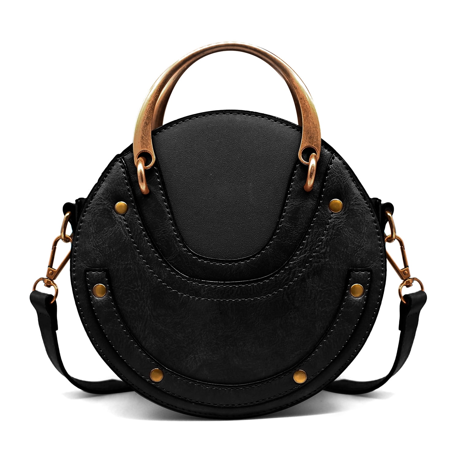 Black Vintage Quilted Shoulder Bag Crossbody Purse with Metal