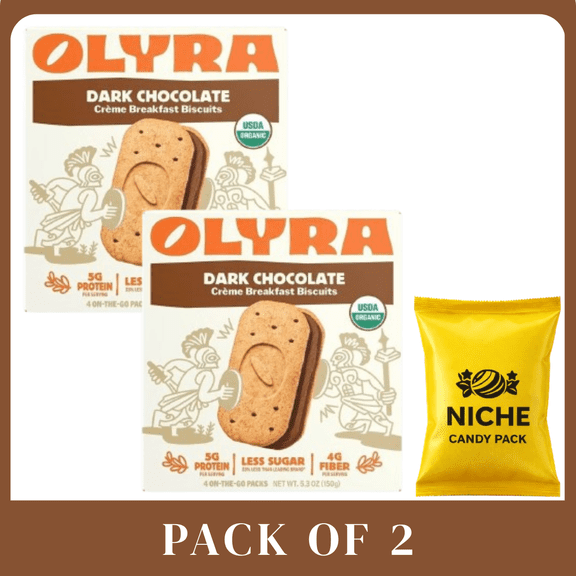 Olyra Dark Chocolate Crme Breakfast Biscuits Organic Whole Grain Chocolate Sandwich Snacks (5.3oz, 4ct) 2 Pack