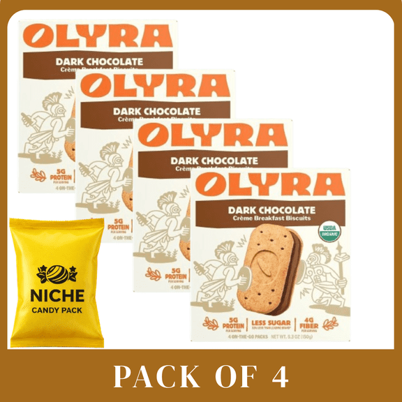 Olyra Dark Chocolate Crme Breakfast Biscuits Organic Whole Grain Chocolate Sandwich Snacks (5.3oz, 4ct) 4 Pack