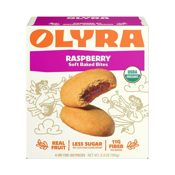 Olyra, Soft Baked Bites, Raspberry, 4 On-The-Go Packs, 1.32 oz (37.5 g) Each