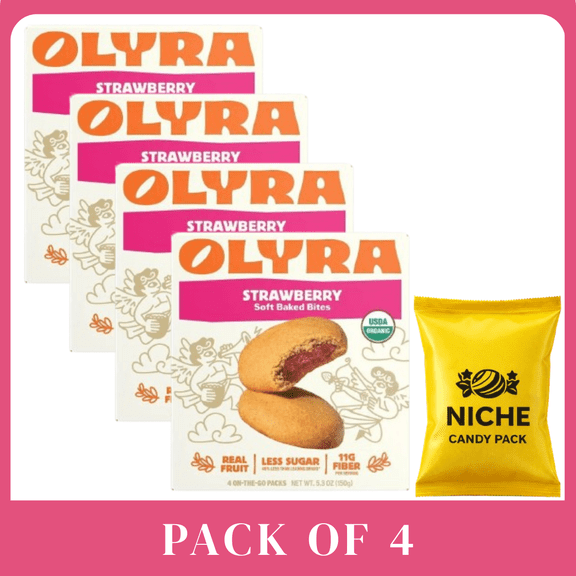 Olyra Strawberry Fruit & Grain Bites Snack Bars, 4 Count (5.3 oz), Pack of 4