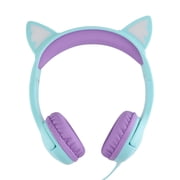 Olyre Cat Ear Kids Headphones Wired with Microphone,Safe 85db Volume Limited Children Headphones with RGB Dynamic Lighting and Share Function for Boys Girls for Kids Tablet Laptop Green