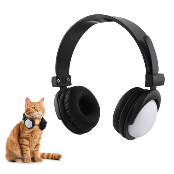 Olyre Mini Pet Headphones for Small Dogs Cats Stuffed Animals, Pets Stuffed Animals Fabric Dolls Dress up Headphone Models with Adjustable Headband for Party Favors Costumes Cosplay Photo Props White