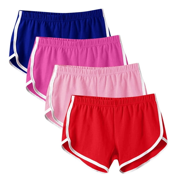 Olyvenn $15 & under 4 Pack Dolphin Shorts Women's High Waist Workout Running Athletic Shorts Summer Shorts with Side White Stripe Pockets Multicolor 10