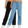 thumbnail image 1 of Olyvenn 2 Pack Womens Sweatpants 2024 Fall Fashion Casual Elastic Waist Joggers with Pockets Loose Trousers for Running Workout Light Blue 8, 1 of 9