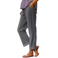 thumbnail image 1 of Olyvenn 2025 Linen Pants Women Summer Casual Wide Leg Pants for Women High Waisted Comfy Loose Trousers with Pockets Gray S, 1 of 9