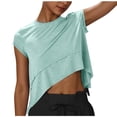 thumbnail image 1 of Olyvenn 2025 Open Back Tops for Women Criss Cross Cut Out Tee Backless Casual Short Sleeve Crew Neck T Shirt Mint Green XL, 1 of 7