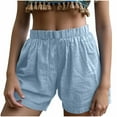 thumbnail image 1 of Olyvenn 2025 Trendy Shorts for Women Summer Elastic Waisted Lounge Short Pants Casual Loose Comfy Beach Shorts with Pockets Light Blue S, 1 of 7