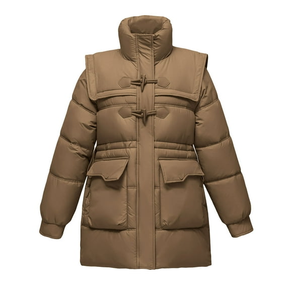 Olyvenn 2025 Women Winter Coat Thicken Puffer Jacket Warm Quilted Parka Casual Outdoor Padded Windbreaker Outwear Coffee XXL